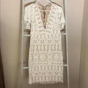 SHEIN Cream Lace Mini Dress